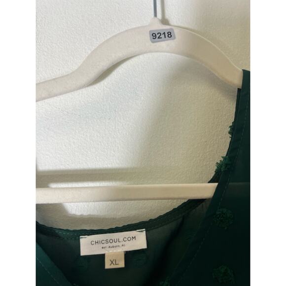 Chicsoul Green Flowy Boho SLeeve Blouse Sz XL - Picture 3 of 3